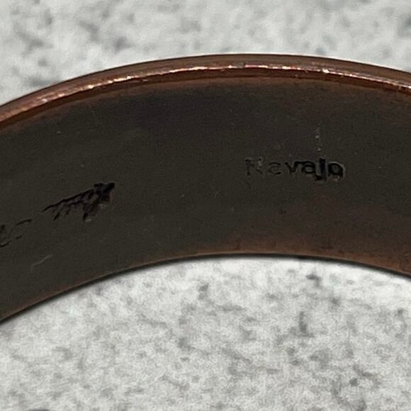 Vintage CR Little Navajo Native American stamped cuff sterling copper - Picture 8 of 11